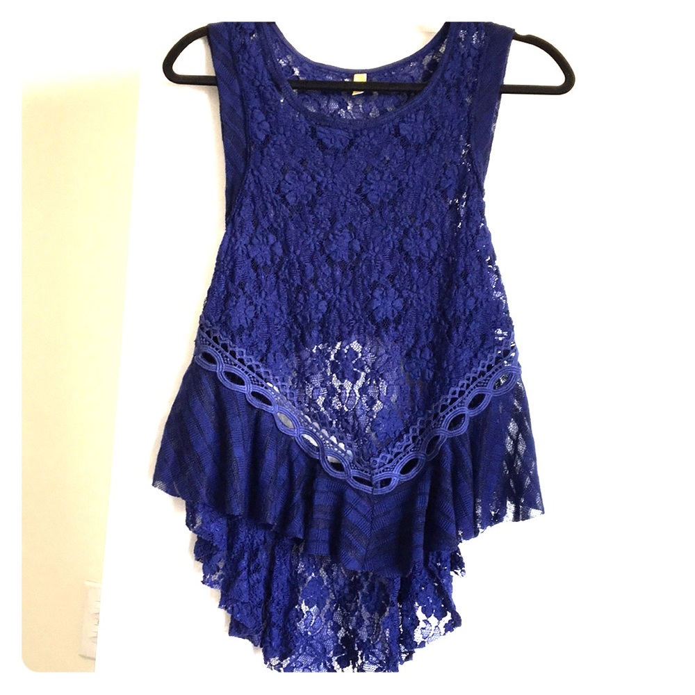 🎀Free People Blue Lace Tank
